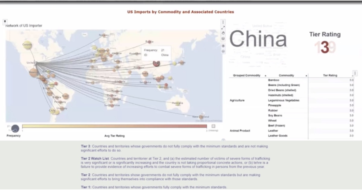 Screenshot from a video presentation demonstrating the dashboard in action